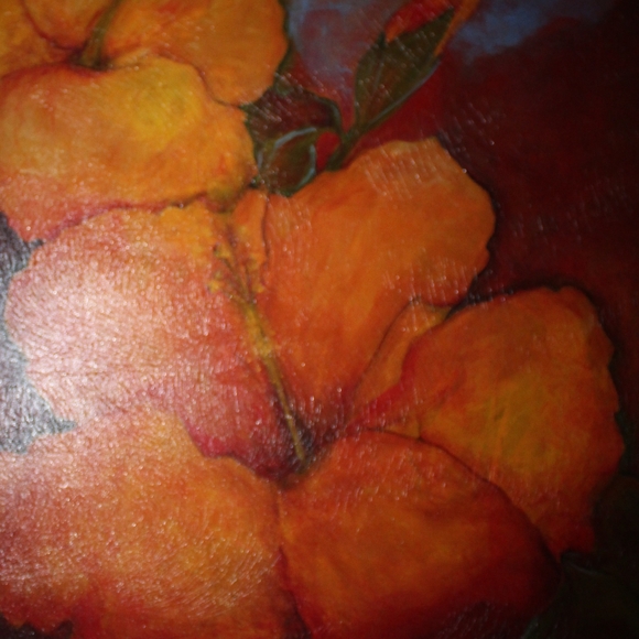 Vibrant Hibiscus ll 30 x 30 Signed Ghislaine Wall Art - Picture 2 of 16